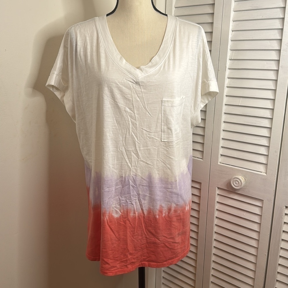 Bucket List White Tie Dye Short Sleeved Pocket Tee Shirt.  Size XL